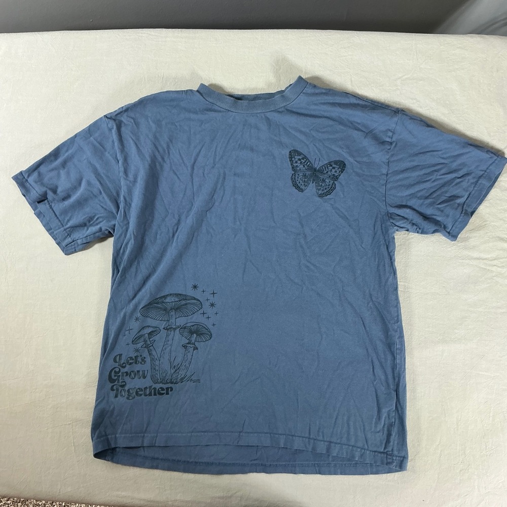 Hollywood The Jean People Lets Grow Together Mushroom Butterfly‎ Blue T-Shirt S